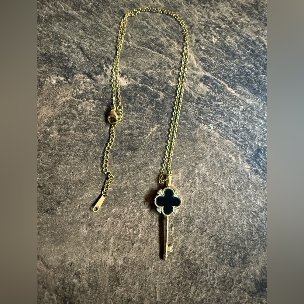 Black And Silver Key Necklace